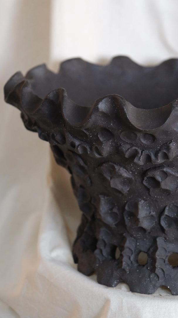 Objects Of Virtue Charcoal Ceramic Pot #302