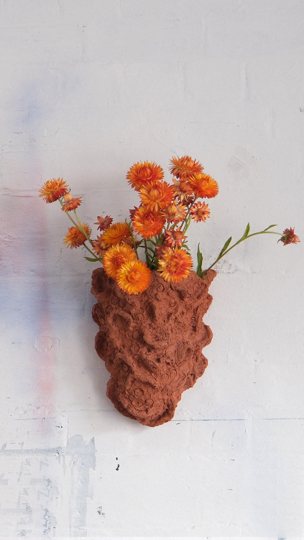 Objects of Virtue Ceramic Terracotta Wall Vase #003