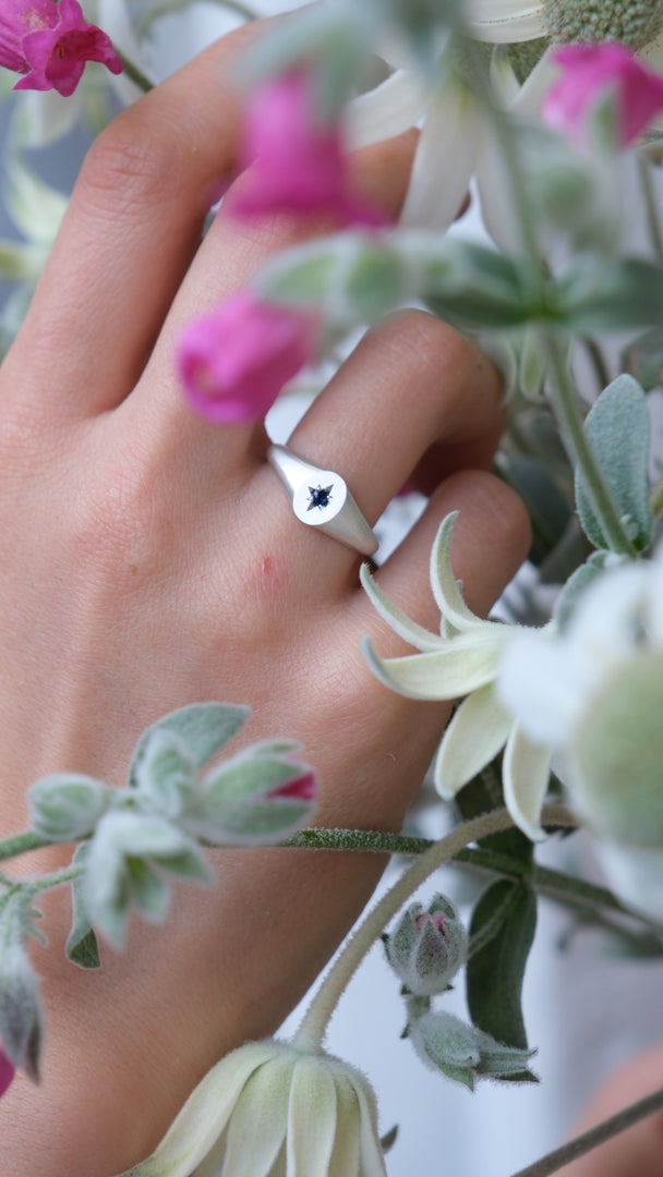 Hugh Thyregod Star Set Australian Sapphire Signet Ring